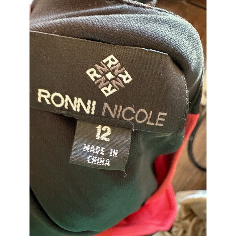 Ronni Nicole Black Red Dress Sz 12 Workwear Wedding Cocktail Professional - Picture 7 of 8